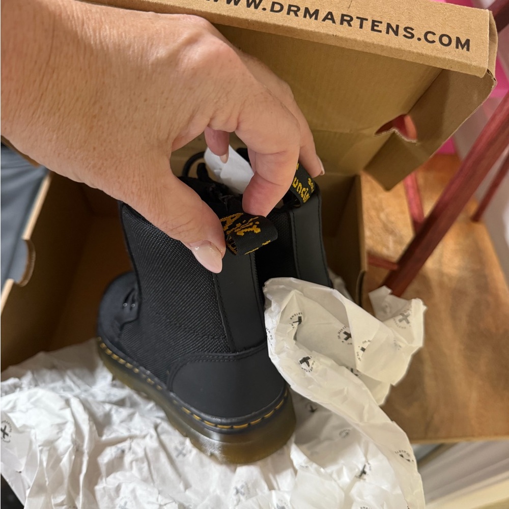 Dr. Martens Black Boots with Yellow Stitching